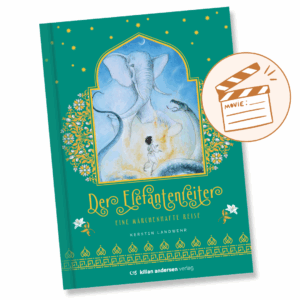 Coverbild vom Buch "Der Elefantenreiter" mit Icon einer Filmklappe